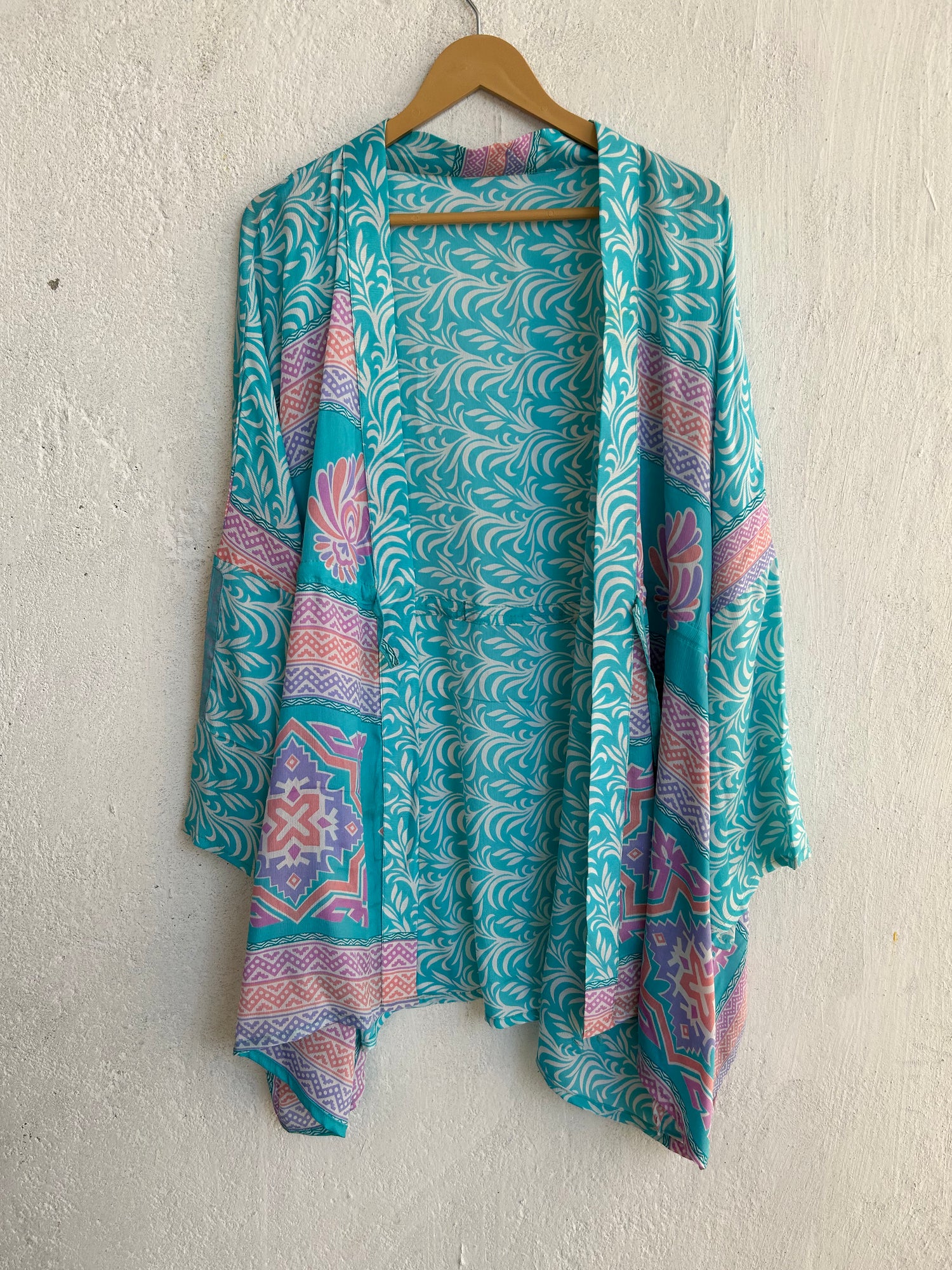 Short Silk Kimono with Drawstring SHKIM