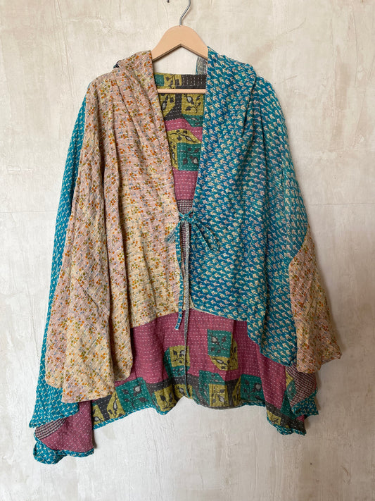 Kantha Hood Poncho KHDK 01