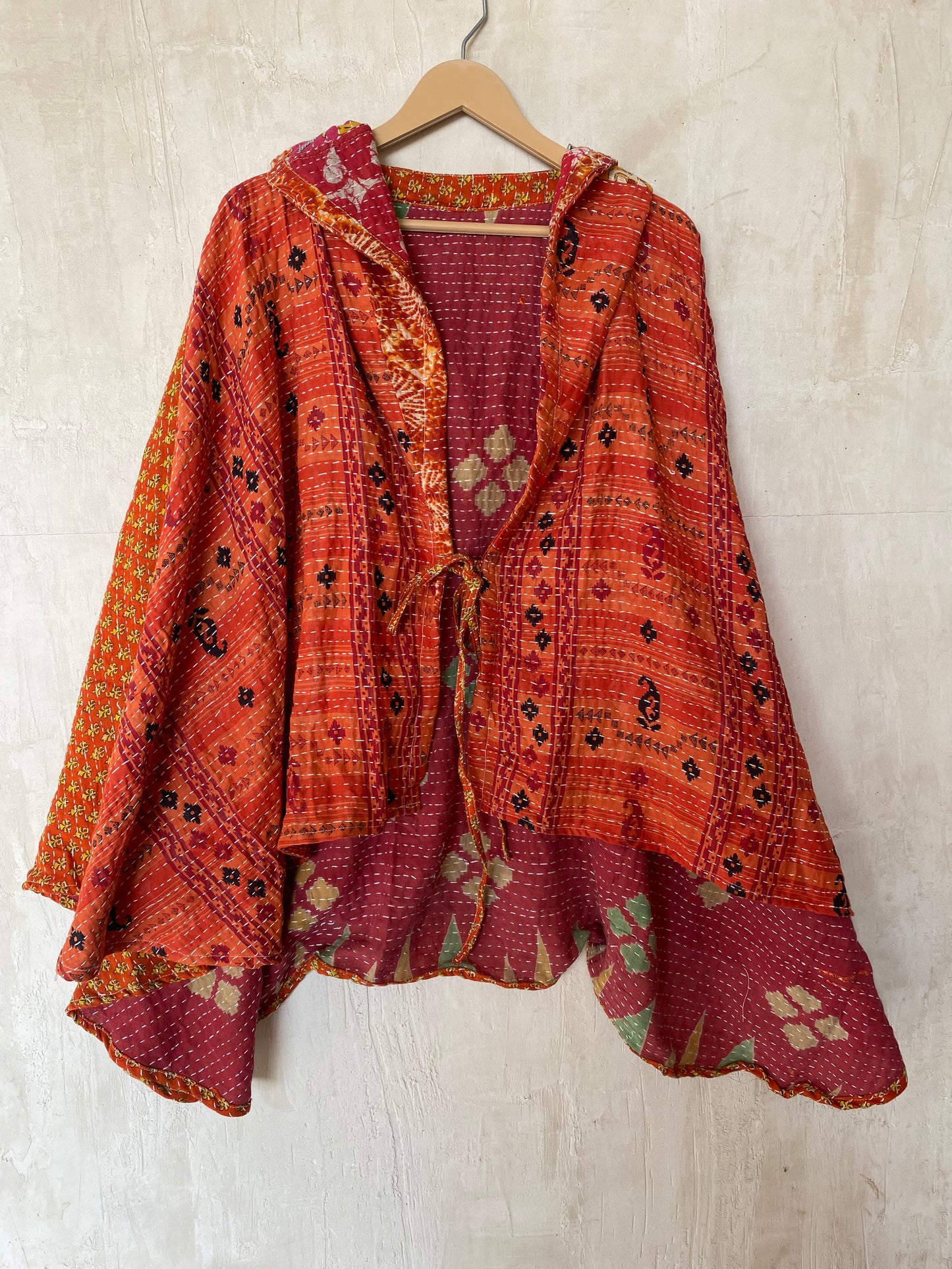 Kantha Hood Poncho KHDK 10