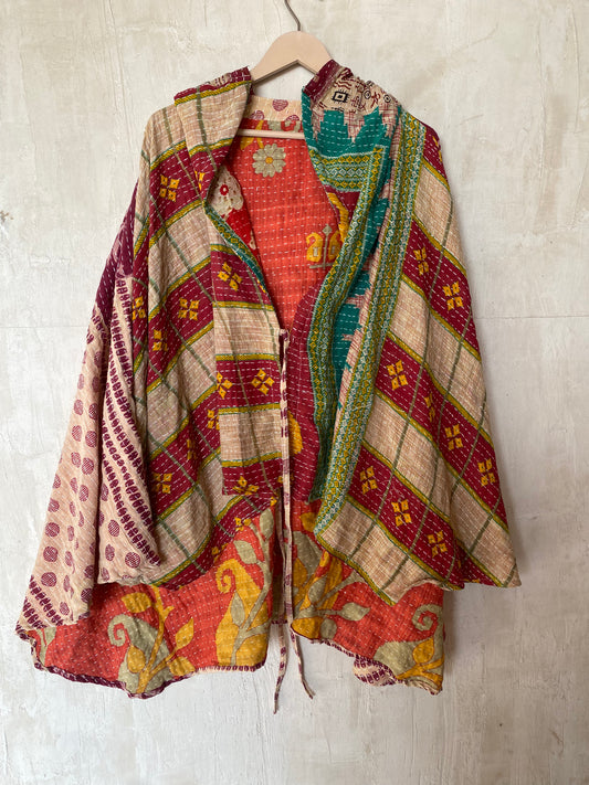 Kantha Hood Poncho KHDK 100