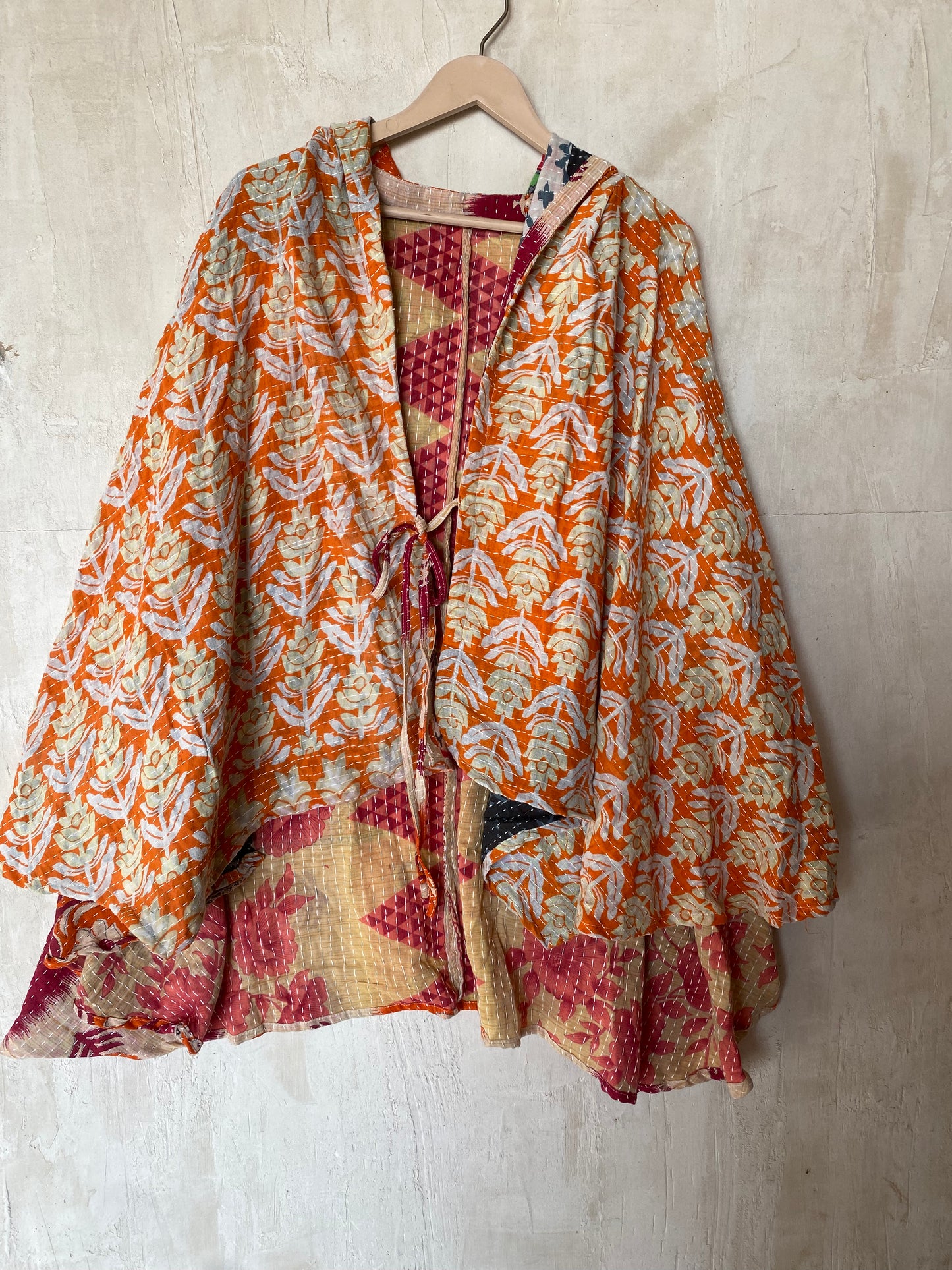 Kantha Hood Poncho KHDK 101