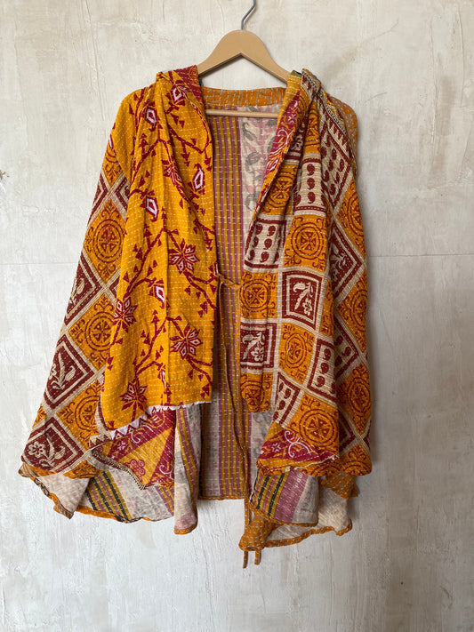 Kantha Hood Poncho KHDK 102