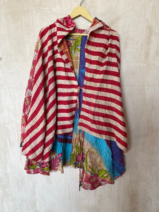 Kantha Hood Poncho KHDK 103