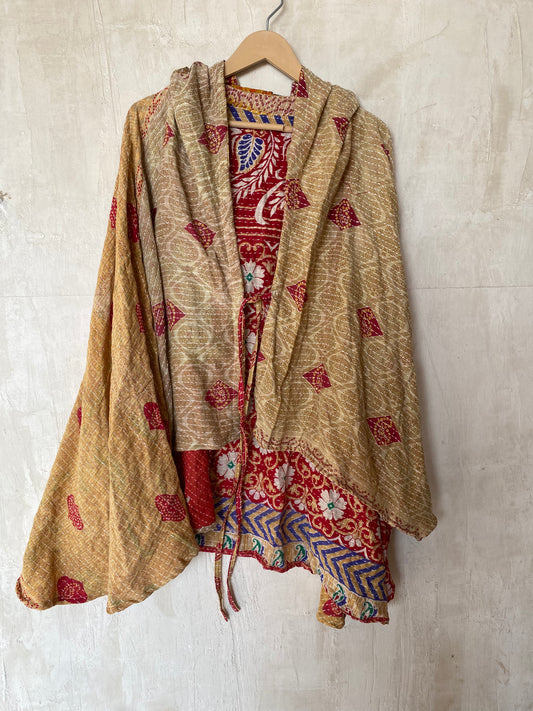 Kantha Hood Poncho KHDK 104