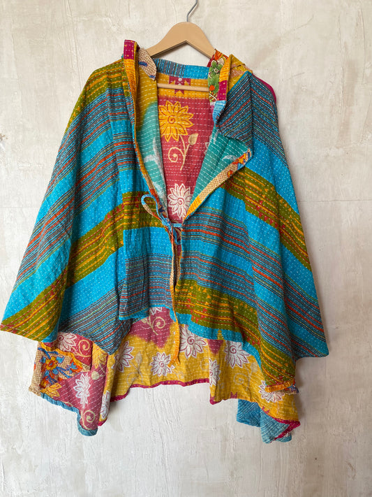 Kantha Hood Poncho KHDK 105