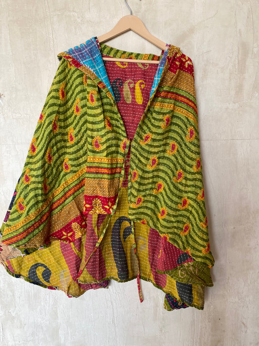 Kantha Hood Poncho KHDK 109