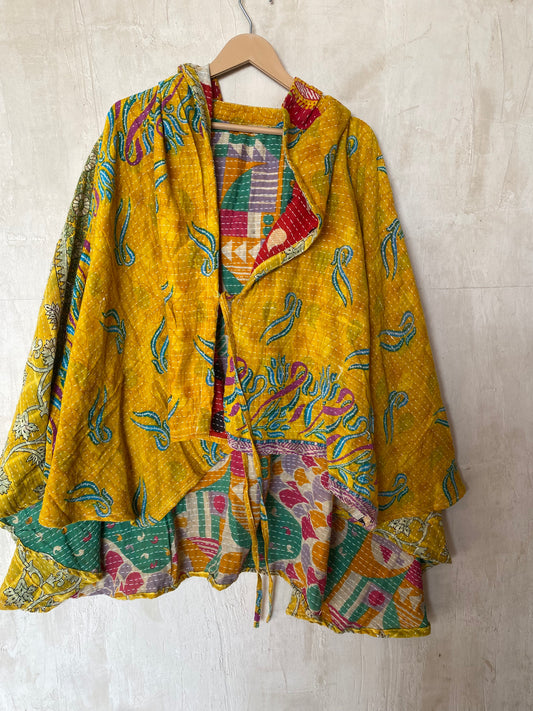 Kantha Hood Poncho KHDK 11