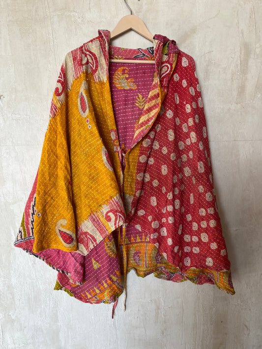 Kantha Hood Poncho KHDK 111