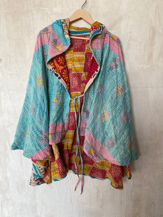 Kantha Hood Poncho KHDK 112