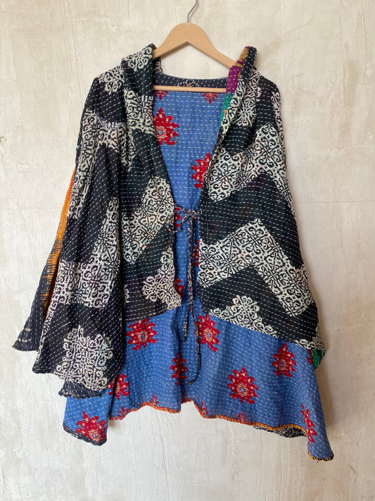 Kantha Hood Poncho KHDK 113