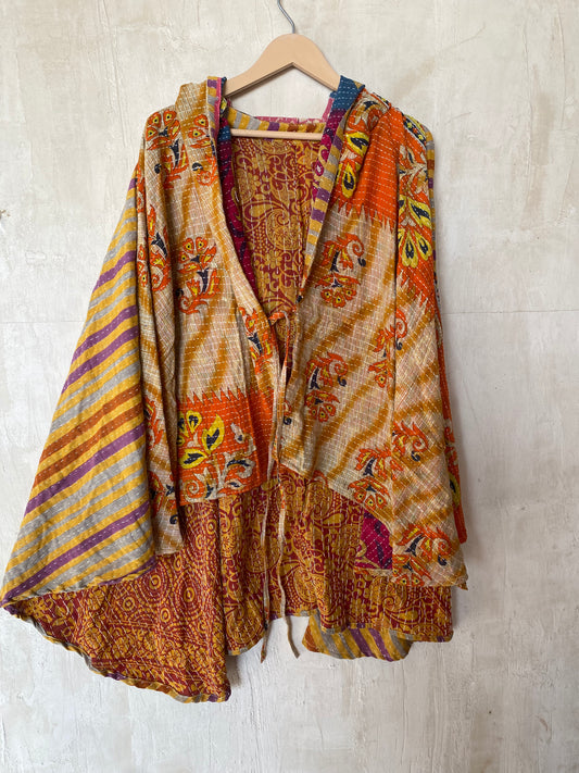 Kantha Hood Poncho KHDK 116