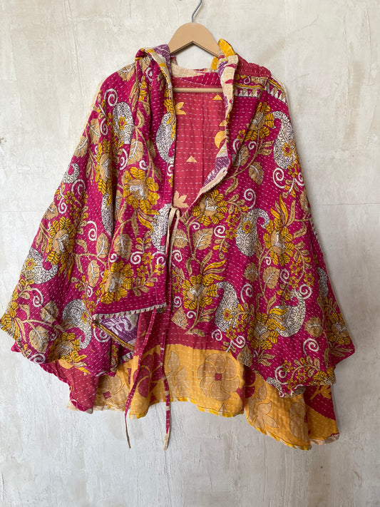 Kantha Hood Poncho KHDK 117