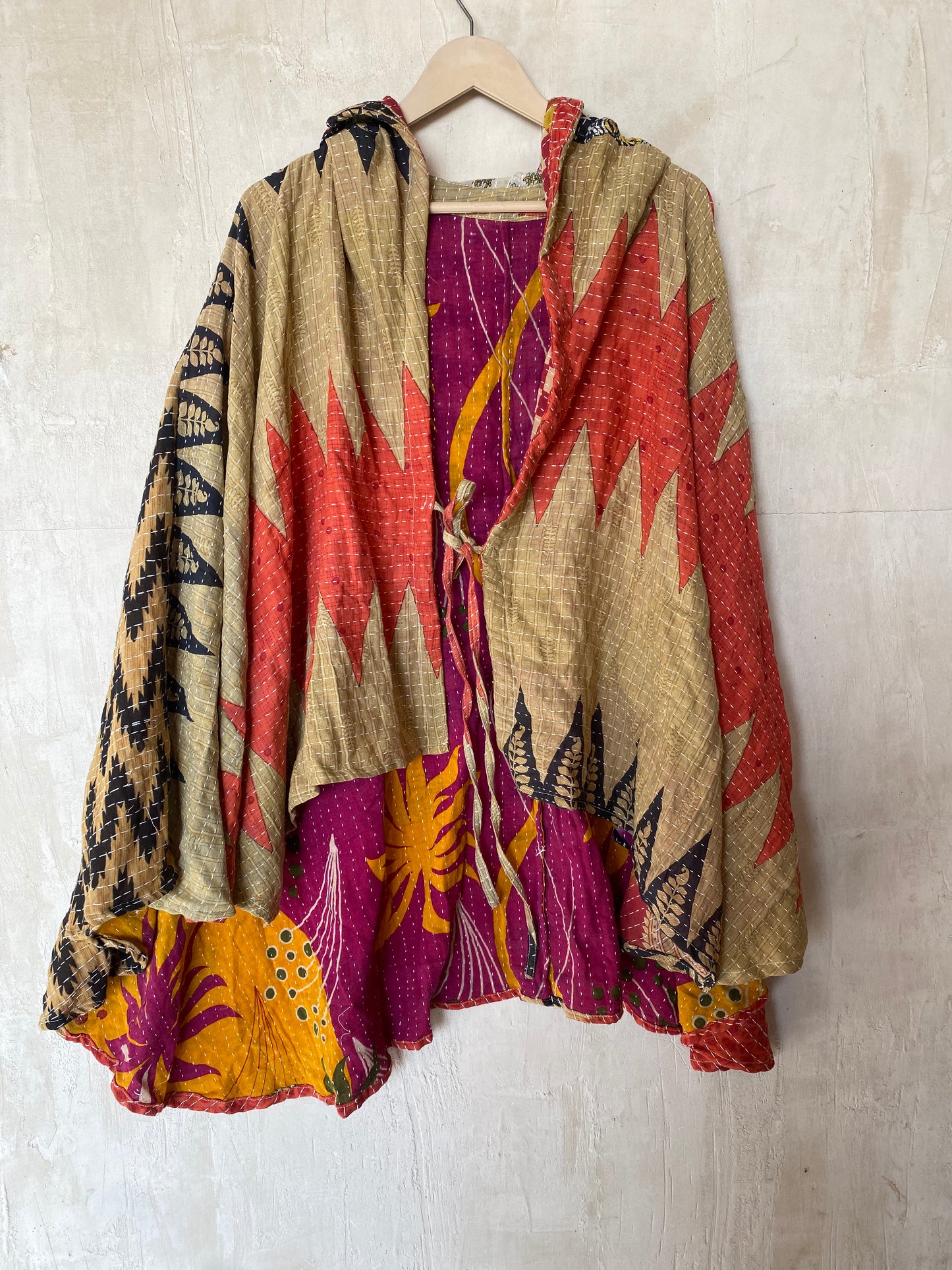 Kantha Hood Poncho KHDK 118