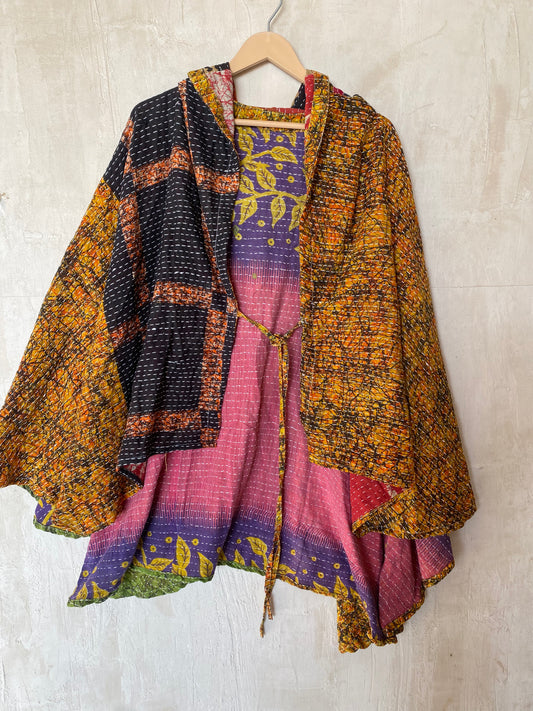 Kantha Hood Poncho KHDK 119