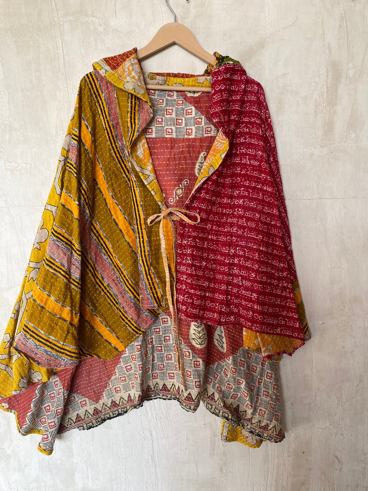 Kantha Hood Poncho KHDK 12