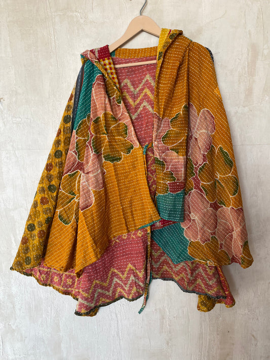 Kantha Hood Poncho KHDK 121