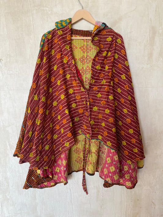 Kantha Hood Poncho KHDK 122