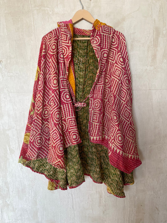 Kantha Hood Poncho KHDK 124