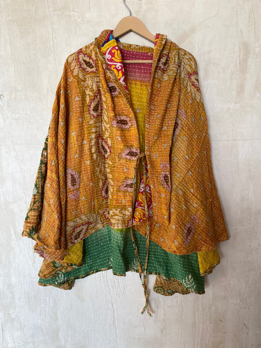 Kantha Hood Poncho KHDK 125