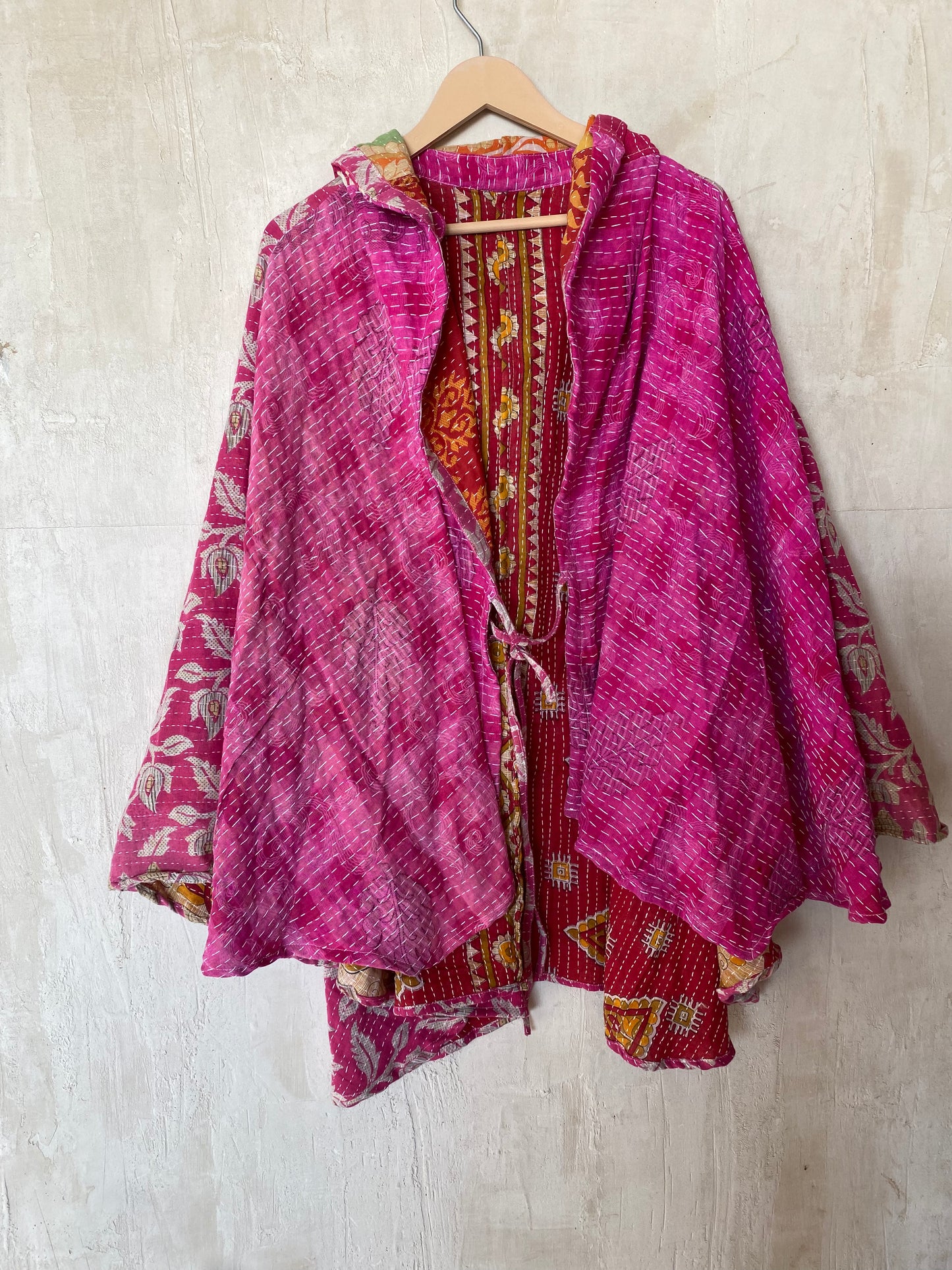 Kantha Hood Poncho KHDK 126