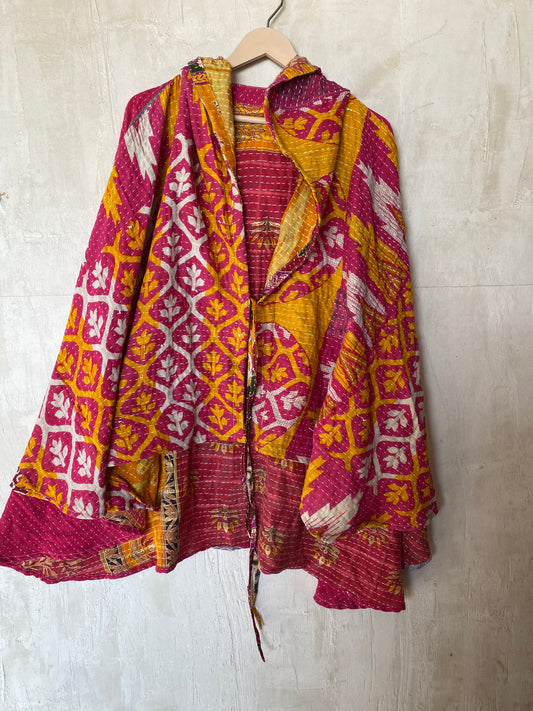 Kantha Hood Poncho KHDK 128