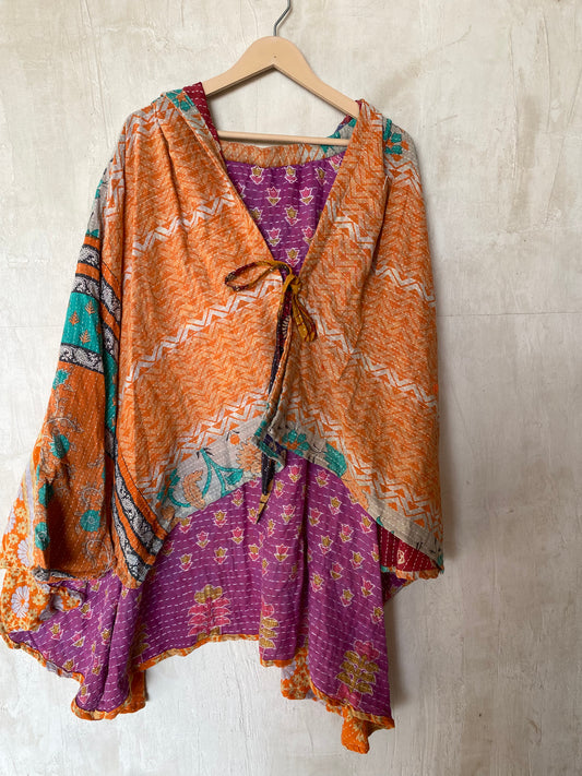 Kantha Hood Poncho KHDK 13