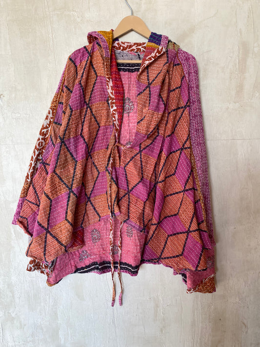 Kantha Hood Poncho KHDK 130