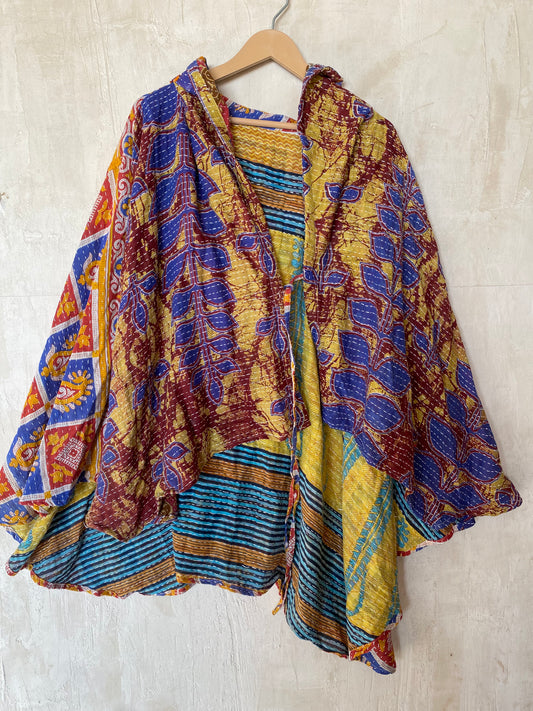 Kantha Hood Poncho KHDK 131