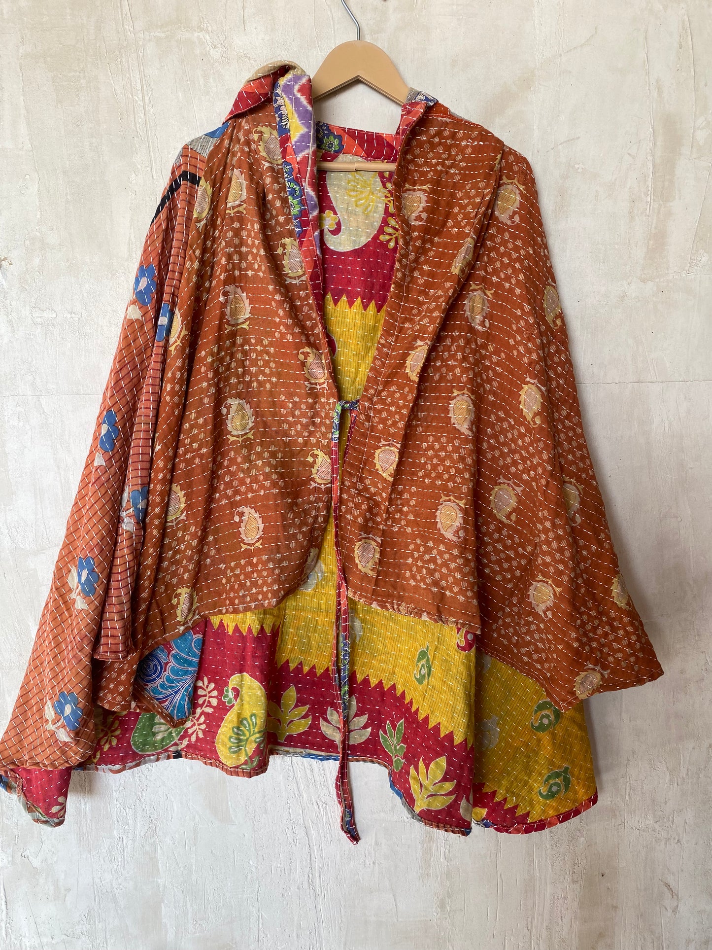 Kantha Hood Poncho KHDK 133