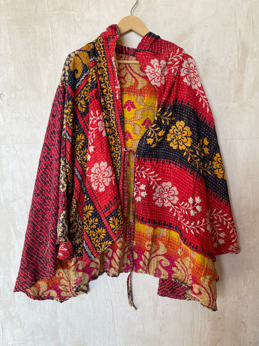 Kantha Hood Poncho KHDK 136