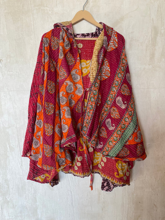 Kantha Hood Poncho KHDK 137