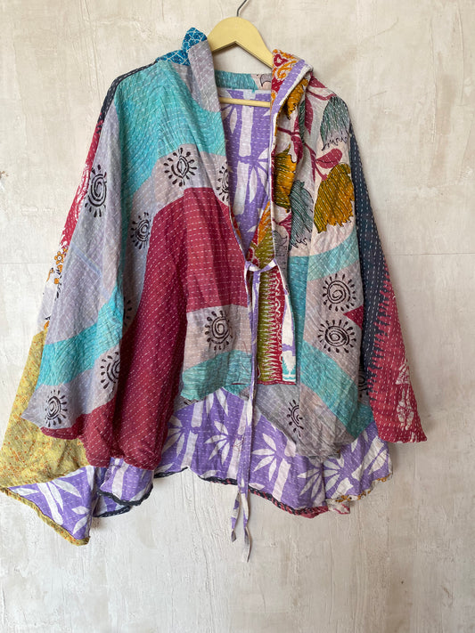 Kantha Hood Poncho KHDK 138