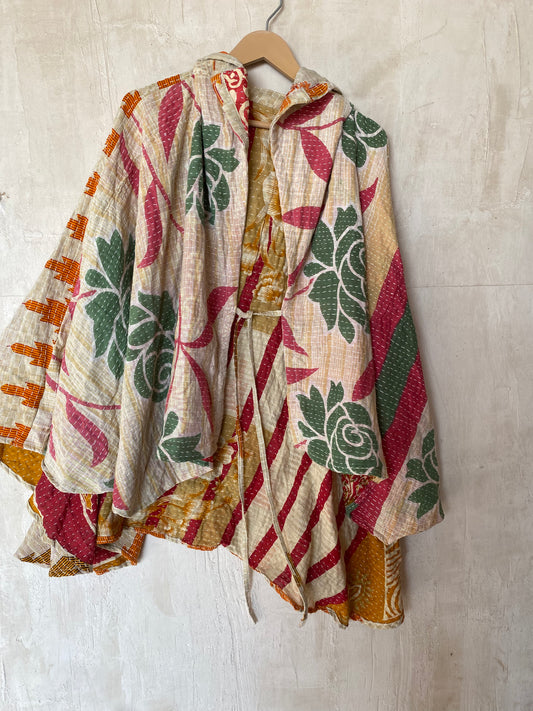 Kantha Hood Poncho KHDK 140