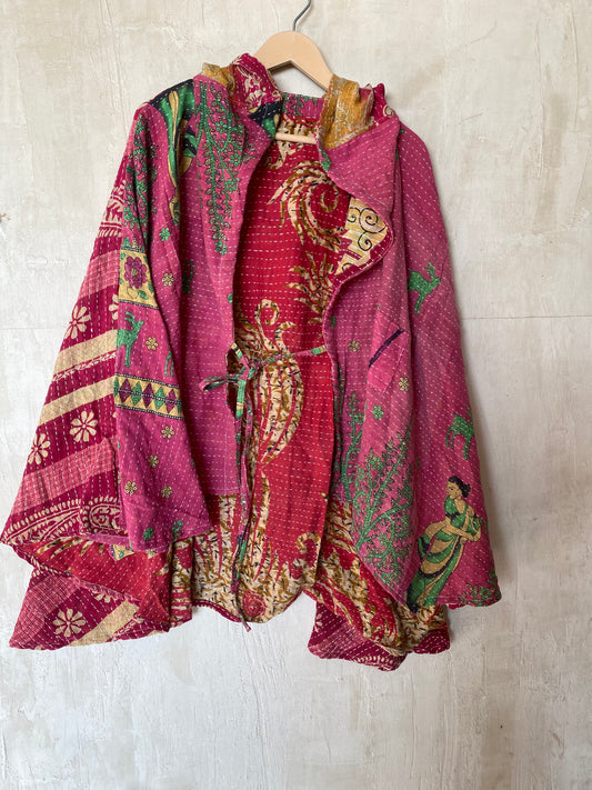 Kantha Hood Poncho KHDK 142