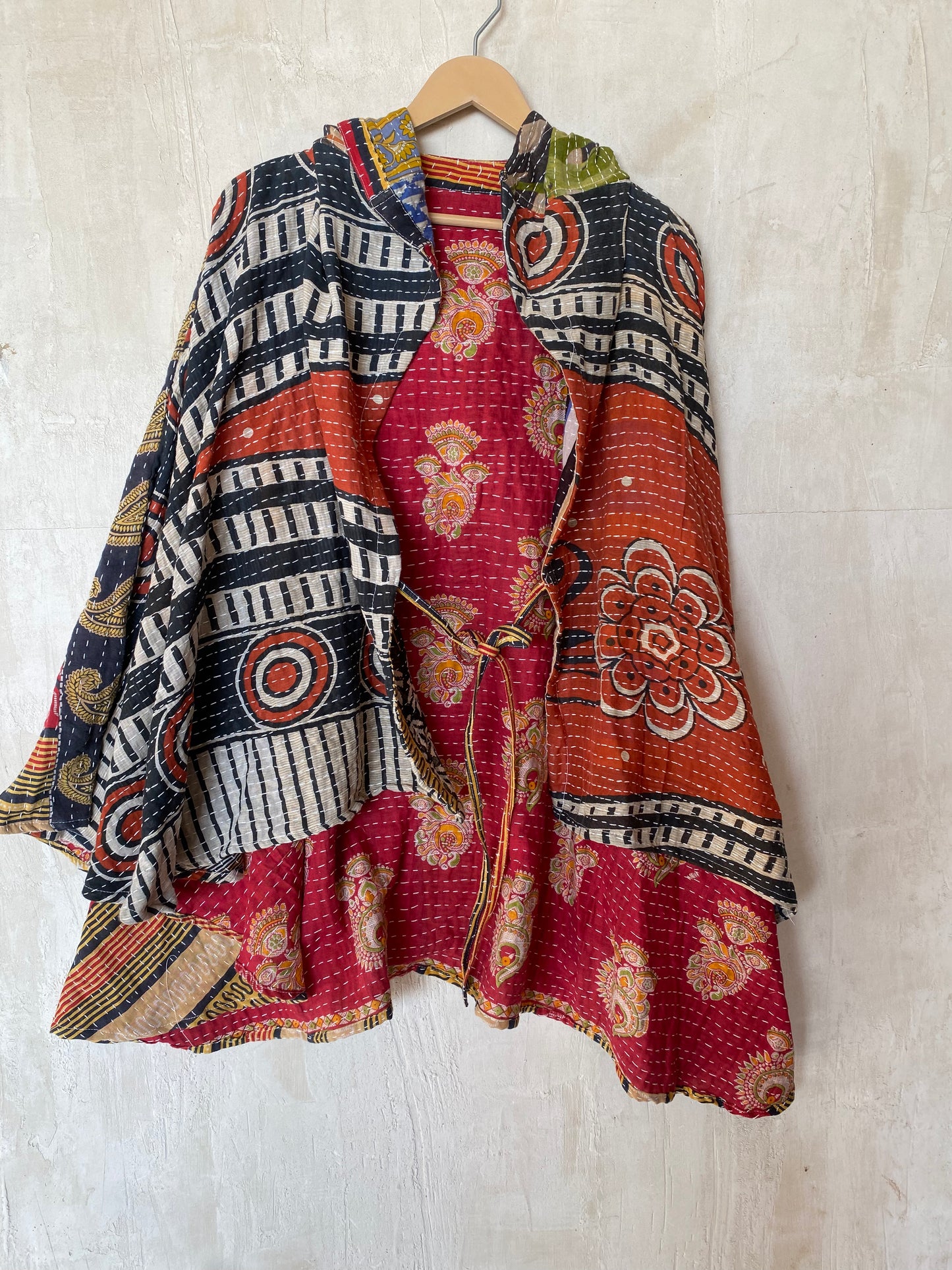 Kantha Hood Poncho KHDK 144