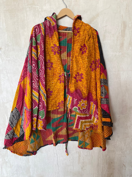 Kantha Hood Poncho KHDK 145