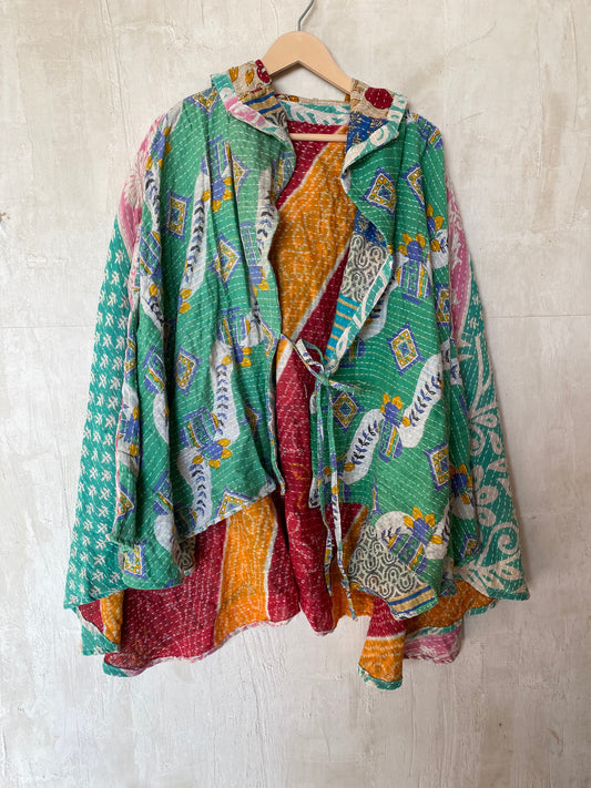 Kantha Hood Poncho KHDK 149