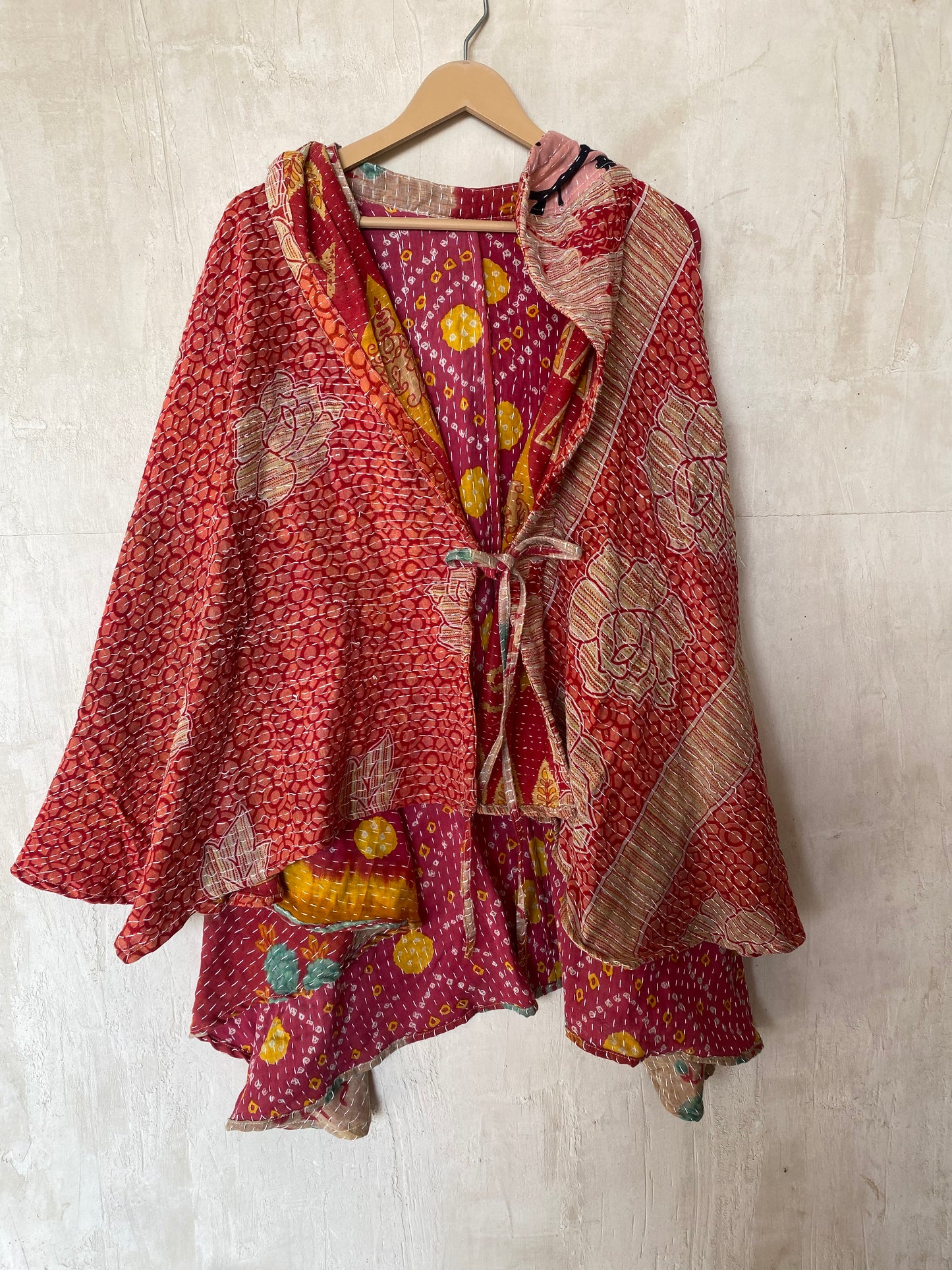 Kantha Hood Poncho KHDK 15