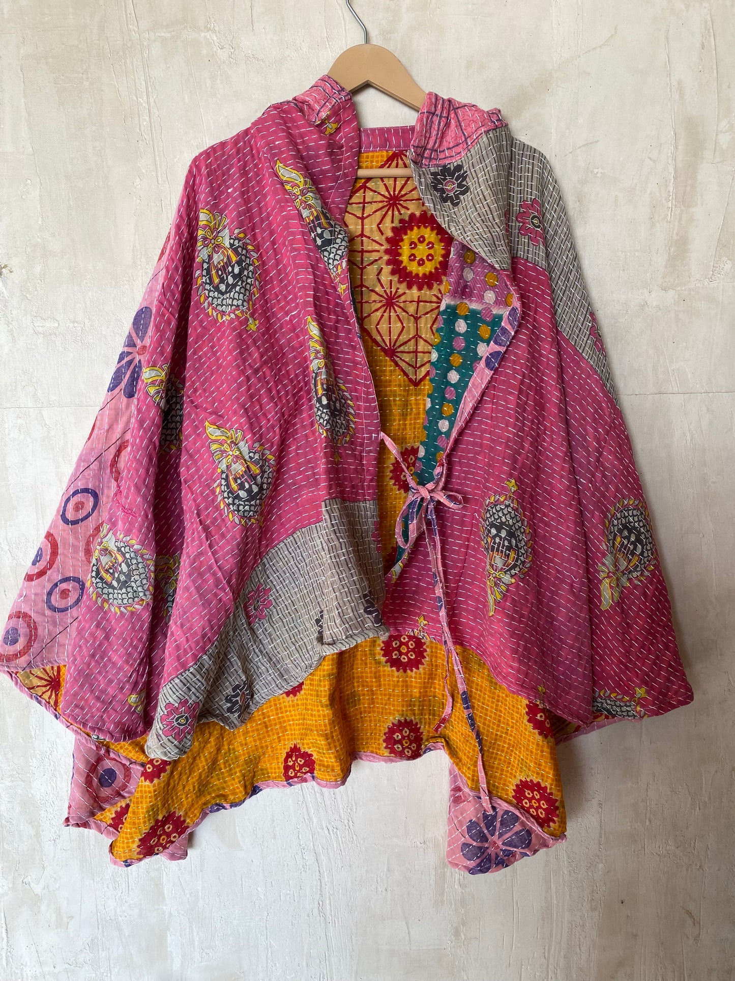 Kantha Hood Poncho KHDK 151