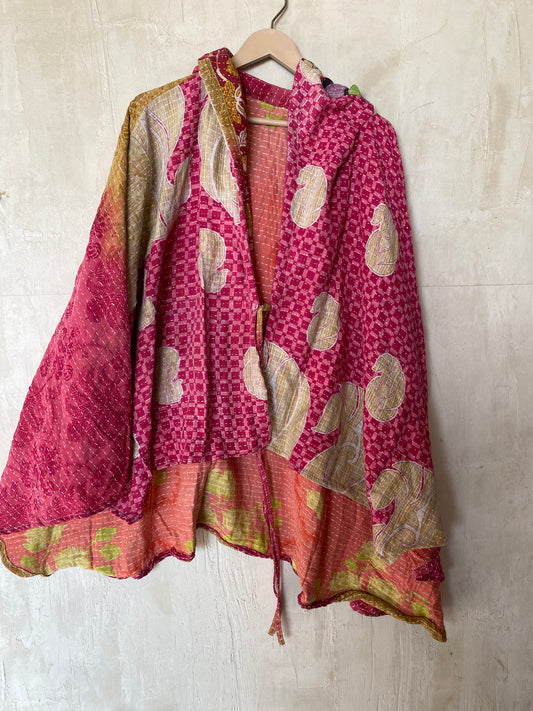 Kantha Hood Poncho KHDK 152