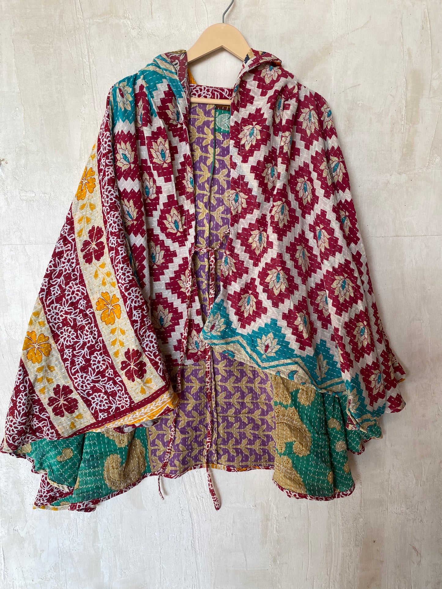 Kantha Hood Poncho KHDK 154