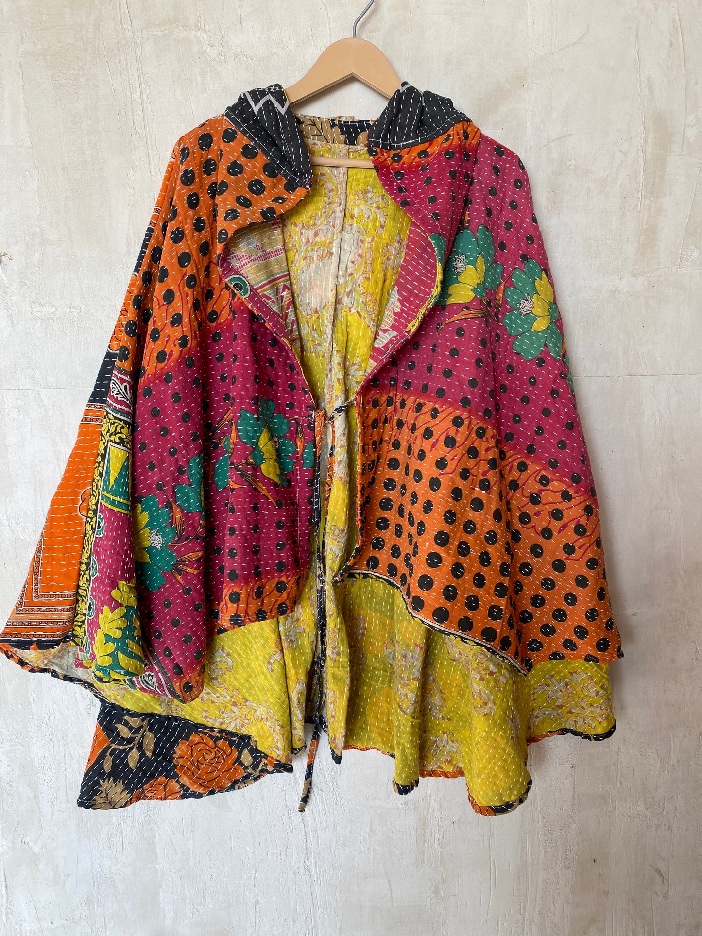 Kantha Hood Poncho KHDK 156