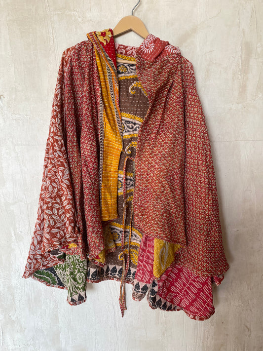 Kantha Hood Poncho KHDK 157