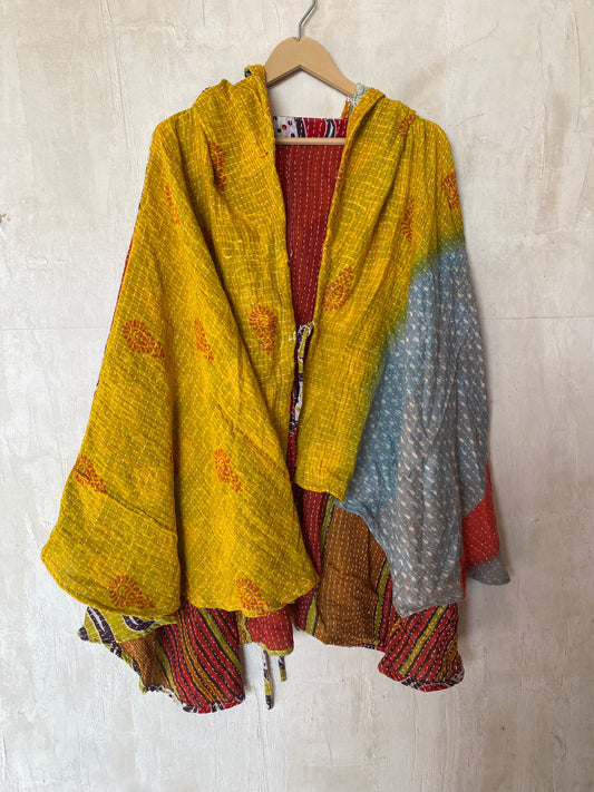 Kantha Hood Poncho KHDK 158