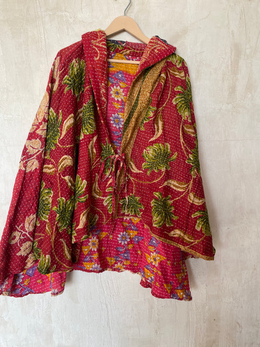 Kantha Hood Poncho KHDK 16