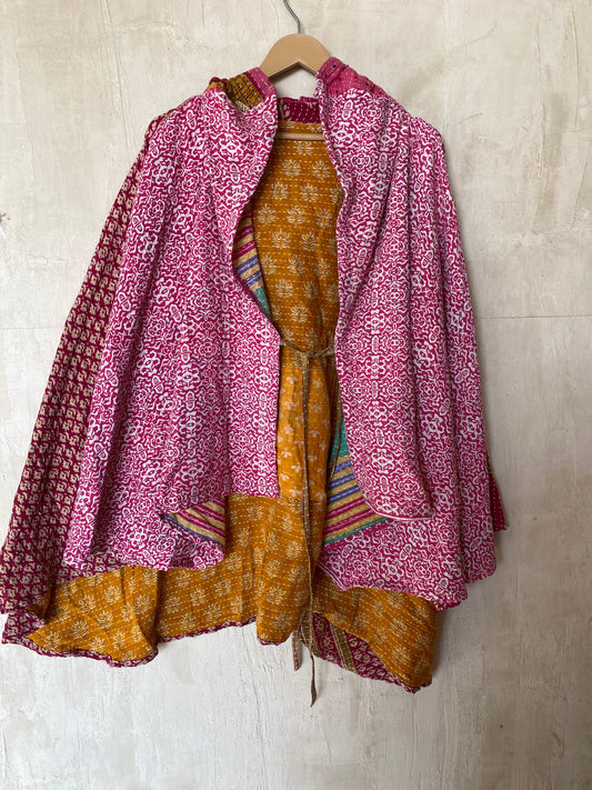 Kantha Hood Poncho KHDK 163