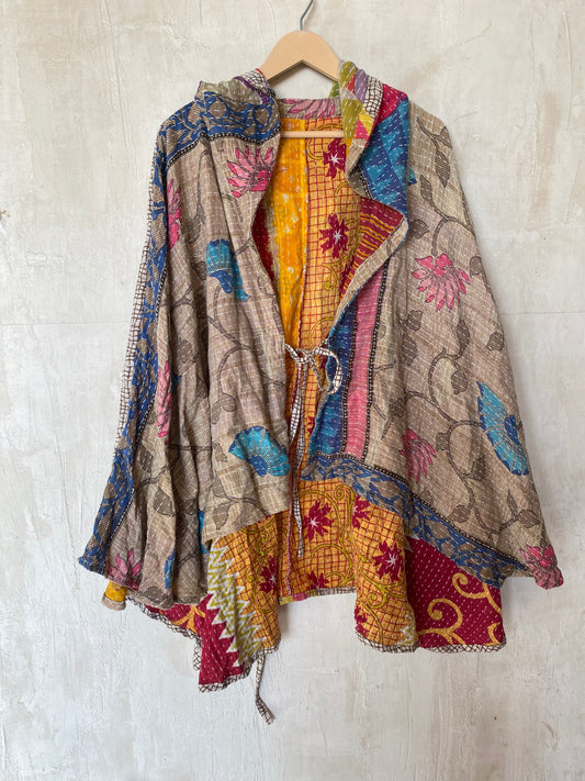 Kantha Hood Poncho KHDK 168