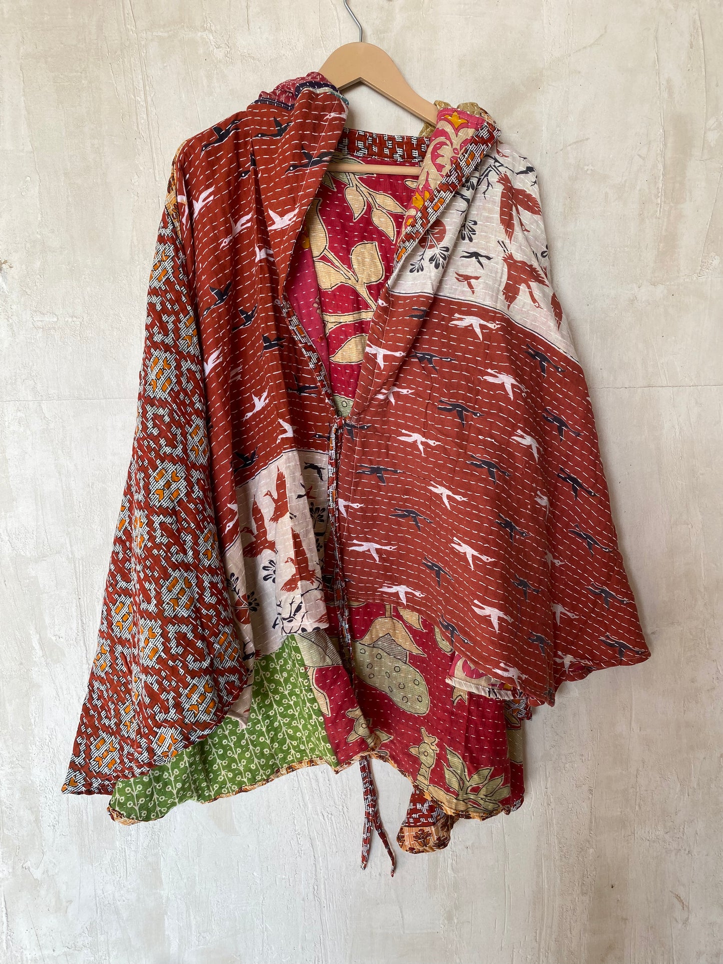 Kantha Hood Poncho KHDK 169