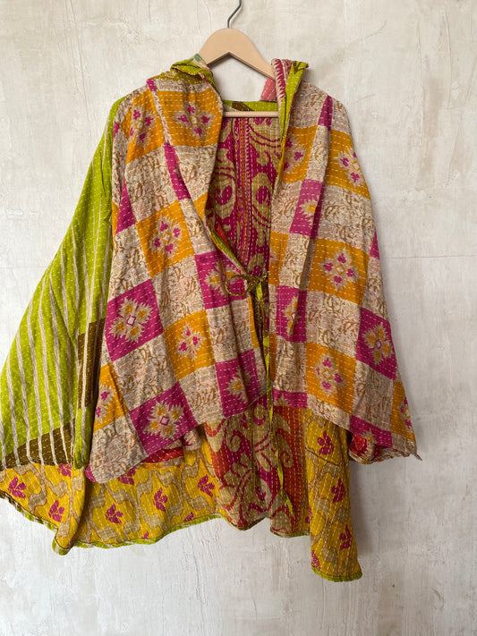 Kantha Hood Poncho KHDK 17