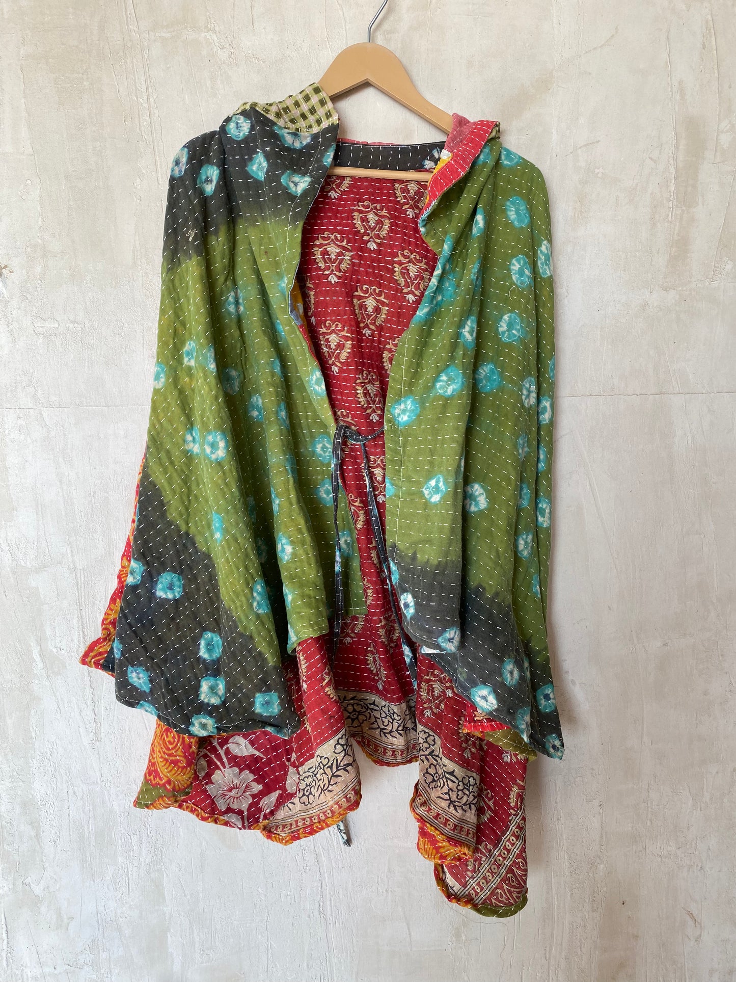 Kantha Hood Poncho KHDK 170